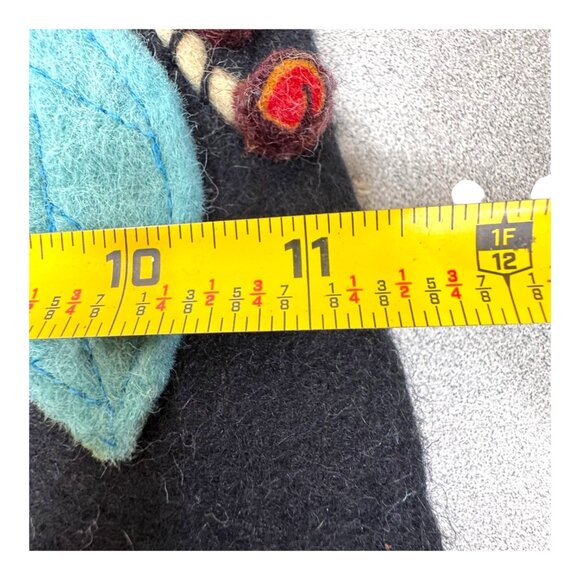 Nepal Handmade Felted Wool Tote Shoulder Bag Brown Gray Blue Flower Floral Purse - Picture 7 of 11